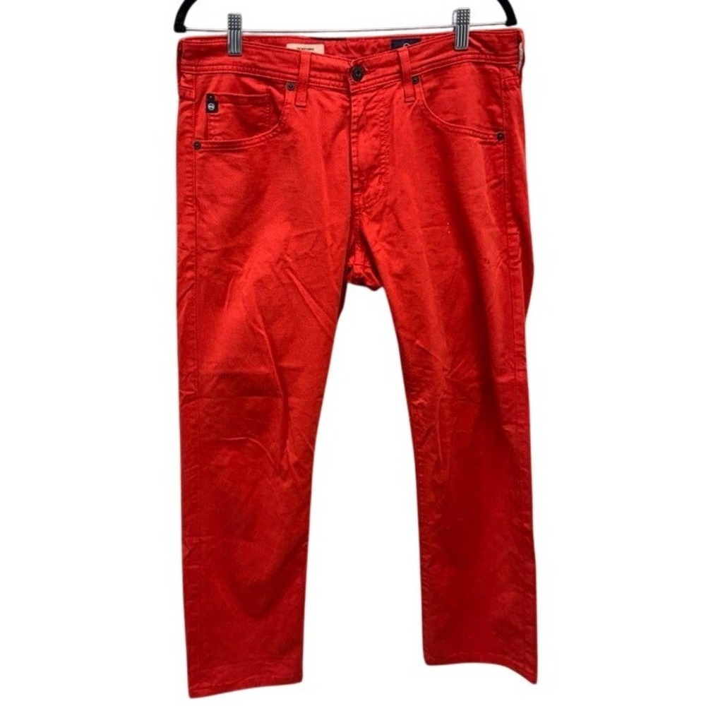 AG Adriano Goldschmied The Matchbox Slim Straight Jeans Red Mens 32 Made in USA